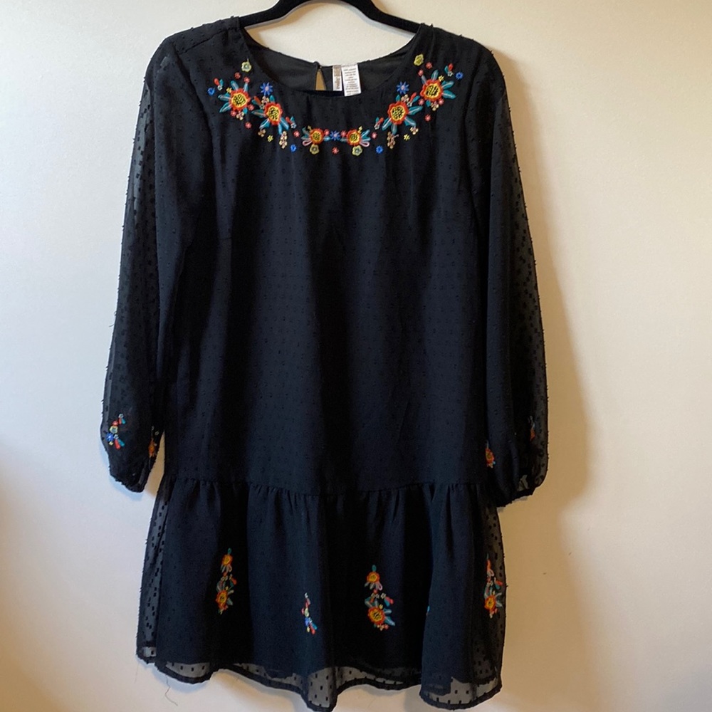 Japna Black Dress with Colorful Embroidery